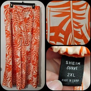 SIZE 2X SHEIN CURVE pants floral orange cream